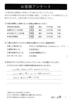 2024年1月20日の有限会社長山自動車整備工場 軽未使用車専門店のお客様